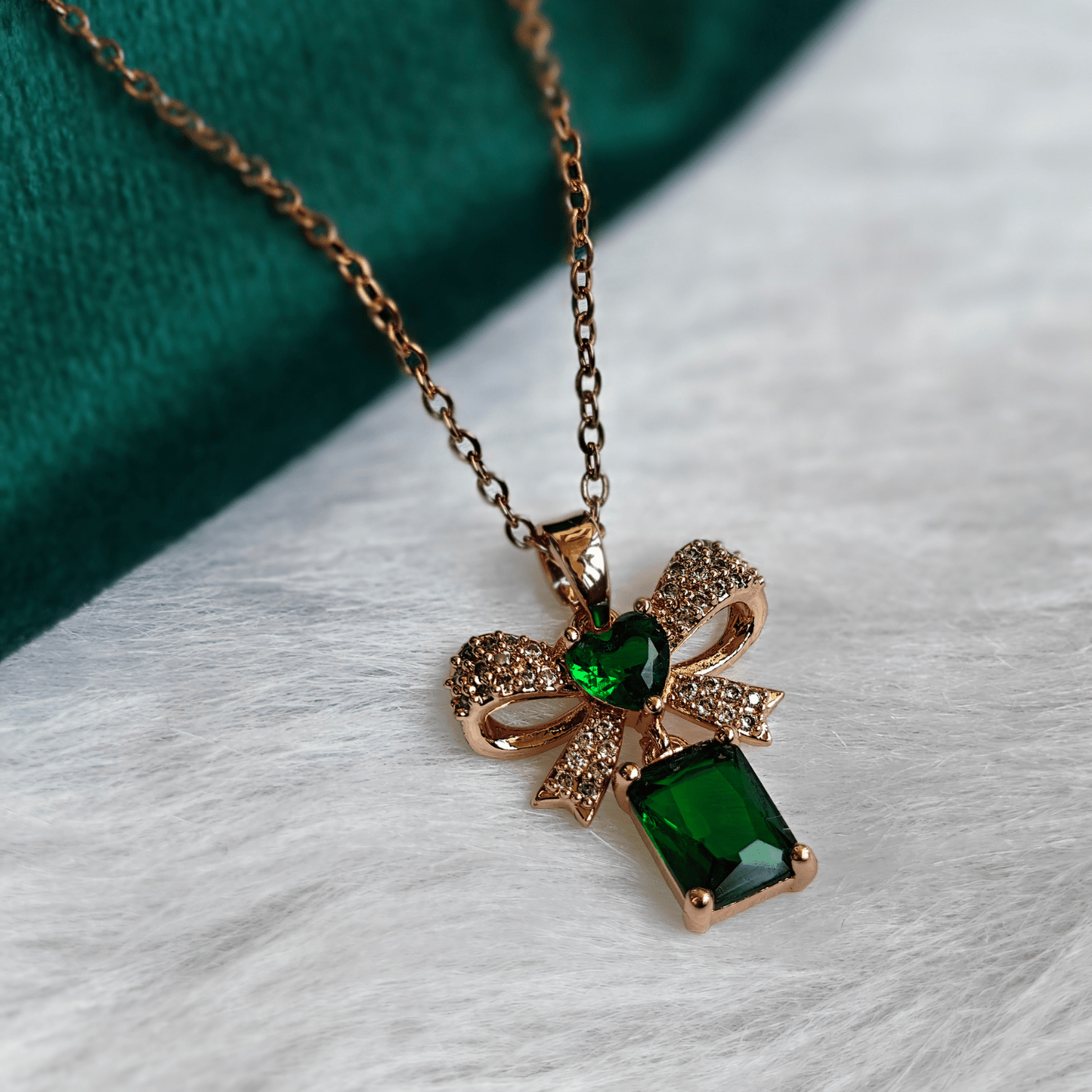 18K Rose Gold Plated Green Soul Anti Tarnish Chain Pendant RGCP122 - The Soul Jewellery
