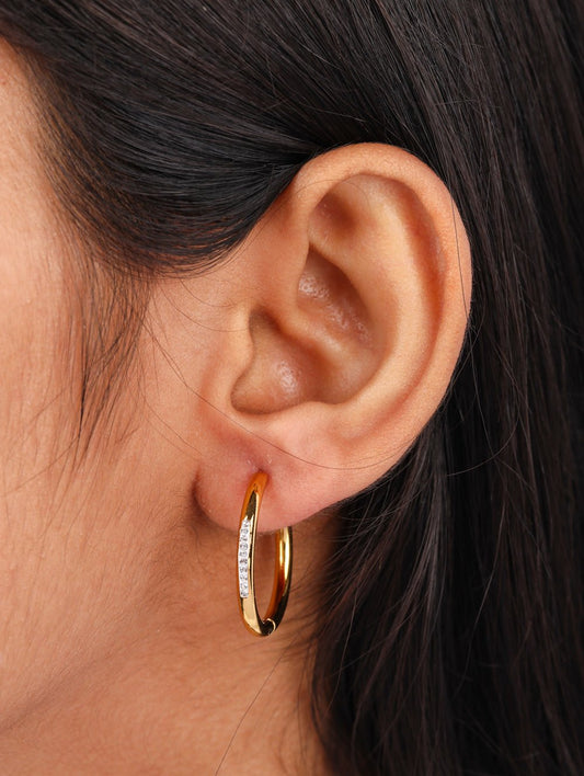 Demi - Fine CZ Studded Gold Hoops Earrings | Anti - Tarnish Stainless Steel Daily Wear Jewelry - The Soul Jewellery