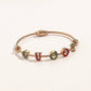 Luxury Gold-Tone Multicolor Alphabet Charm Bracelet for Women – Red & Green Enamel Letter Cable Bracelet - Soul Jewellery