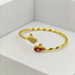 Swan Charm Gold Plated Enamel Bracelet for Women | Anti-Tarnish Stainless Steel Open Cuff Bangle - The Soul Jewellery