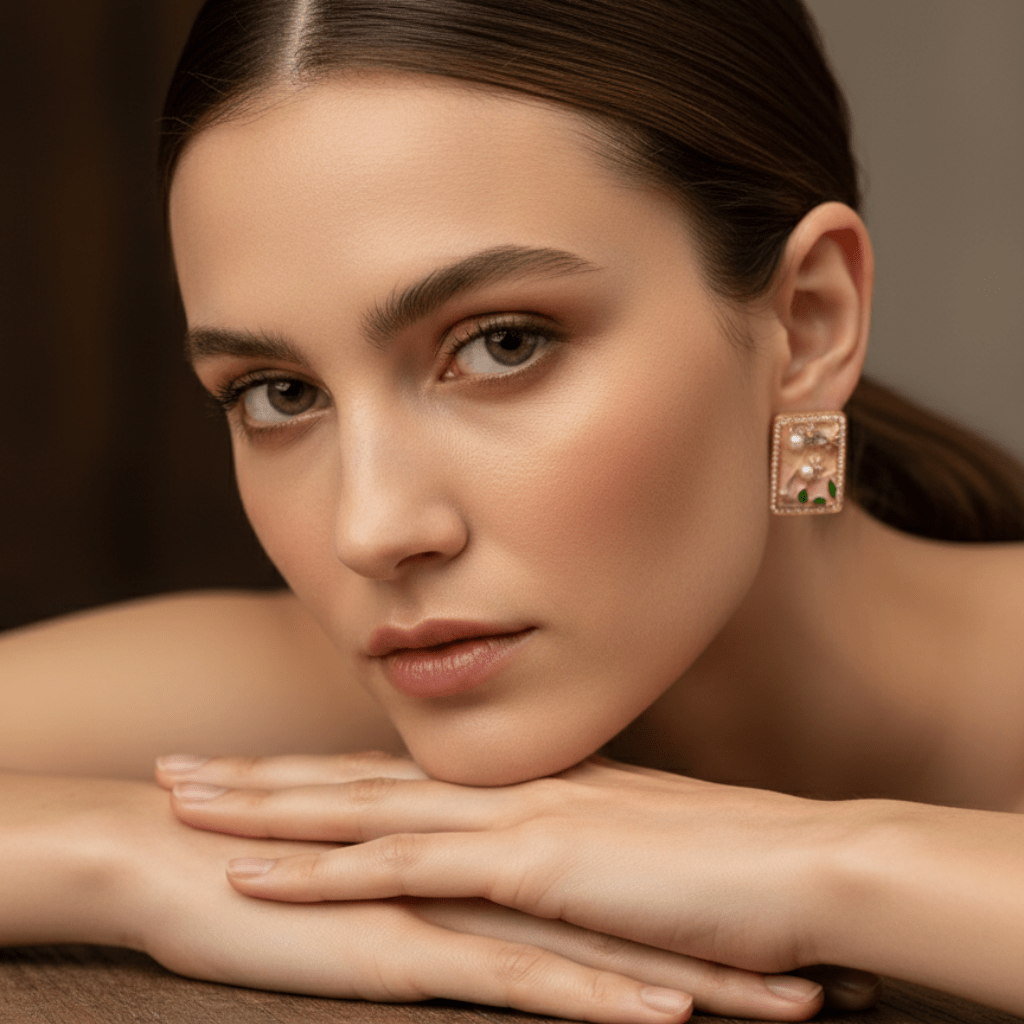 Aurelia PearlGarden Luxe Demi - Fine Anti - Tarnish Enamel Crystal Stud Earrings for Women - The Soul Jewellery