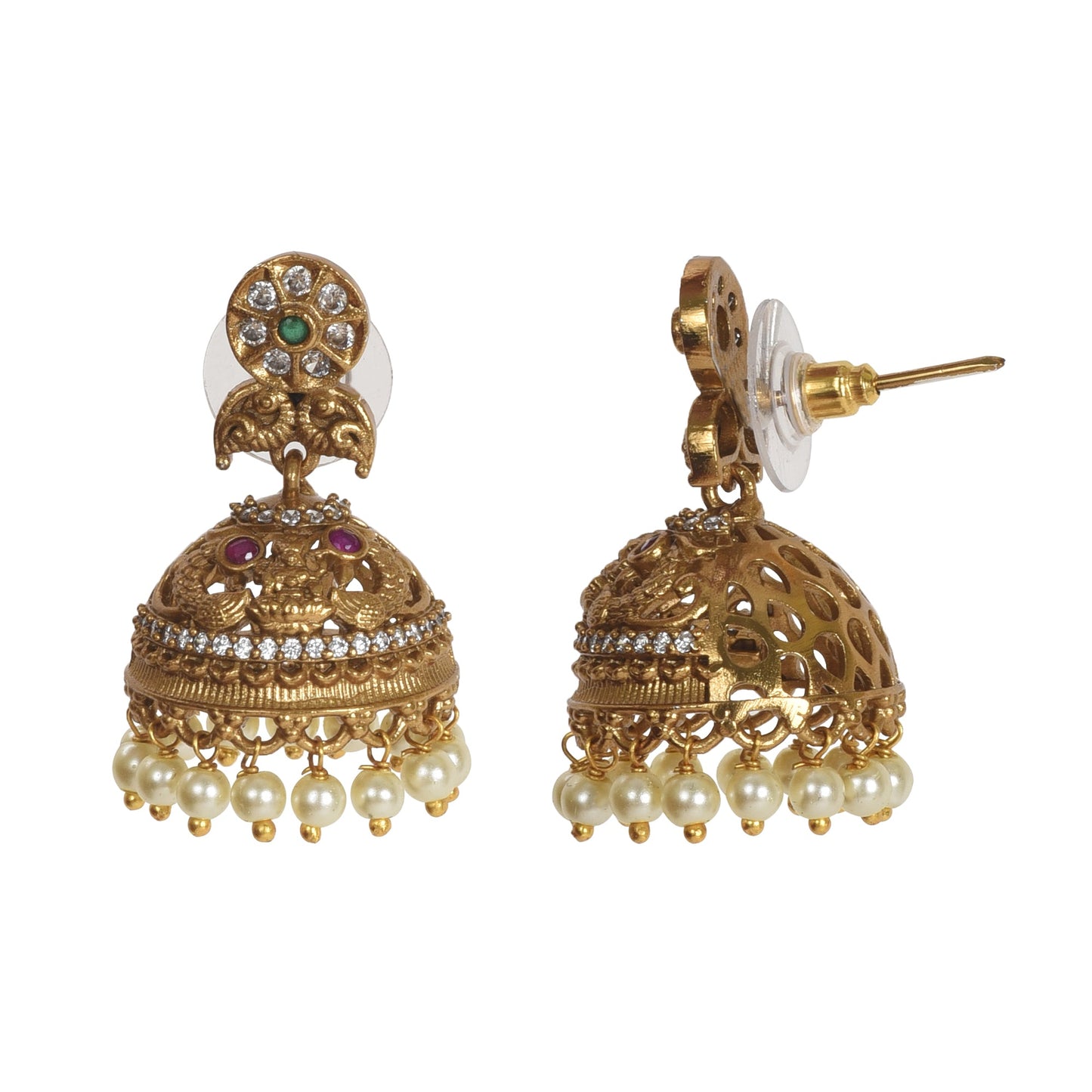 Amrita 22K Antique Matte Gold Plated Short Necklace Set with Lakshmi Devi Motif - The Soul Jewellery