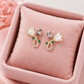 Gold-Tone Tulip Flower Pearl & Crystal Stud Earrings for Women – Elegant Floral Demi Fine Stud - Soul Jewellery