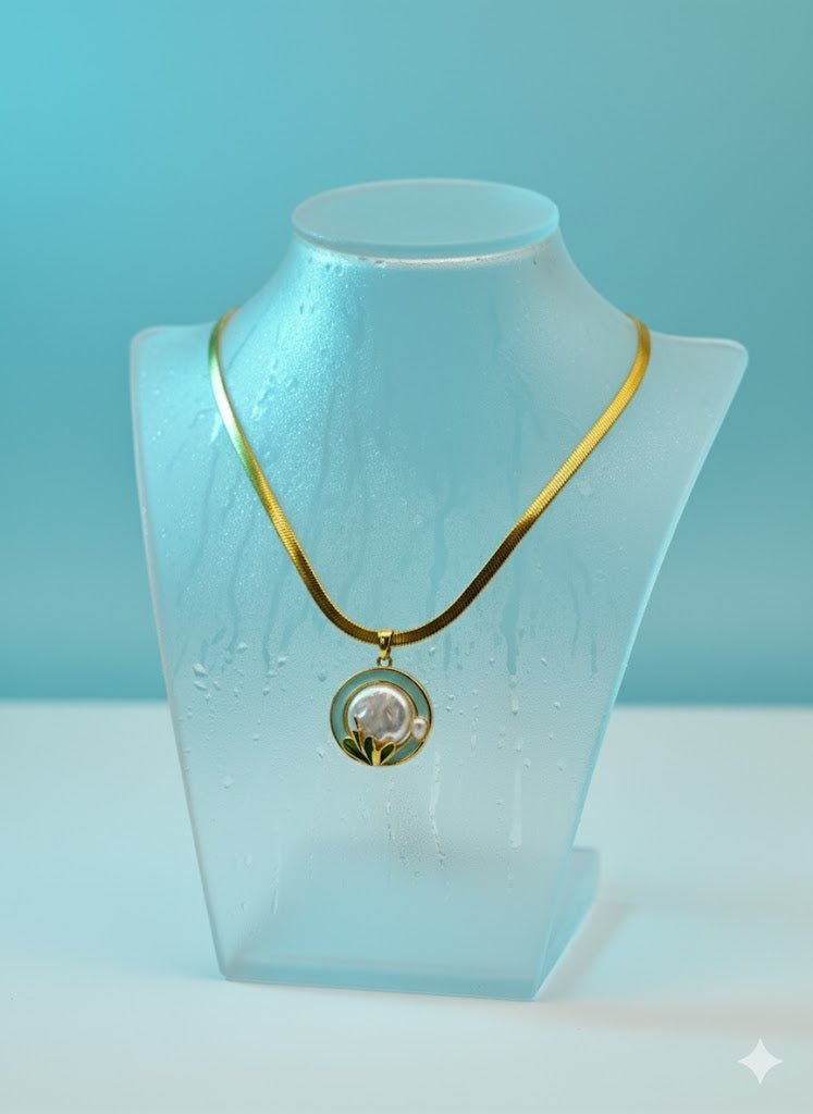 Moonlight Pearl Floral Pendant | Anti - Tarnish Stainless Steel Chain | Attract Love & Harmony - The Soul Jewellery