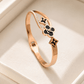 Rose Gold Anti-Tarnish Demi Fine Bangle – Black Enamel & Crystal Openable Designer Bracelet for Women - Soul Jewellery