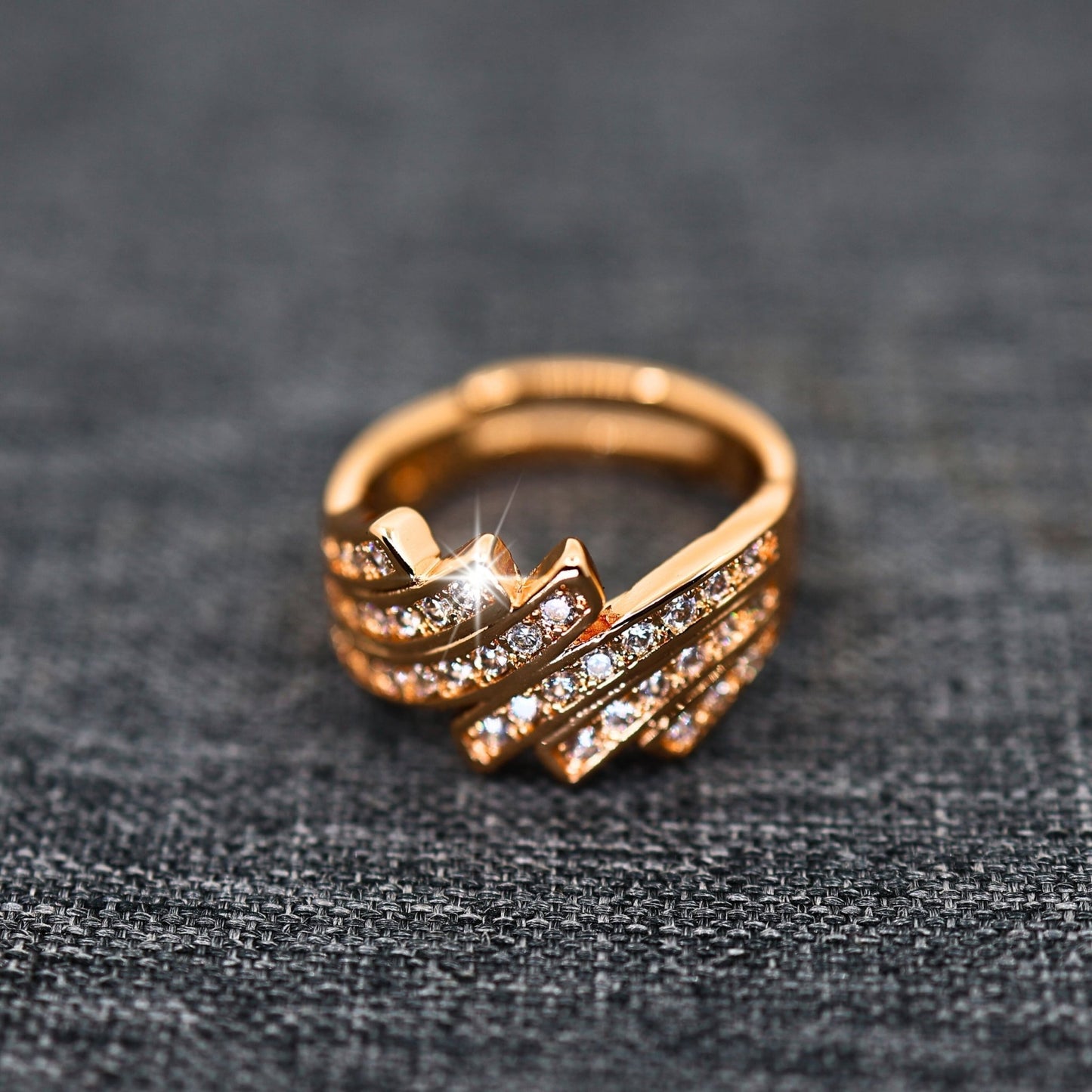 Adeline Cubic Zirconia Studded Anti tarnishing 18 K Rose Gold Plated Ring - The Soul Jewellery