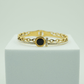 18K Gold - Plated Anti - Tarnish Bangle with Black Enamel Circle and Crystal Chain Detailing RGB358 - The Soul Jewellery