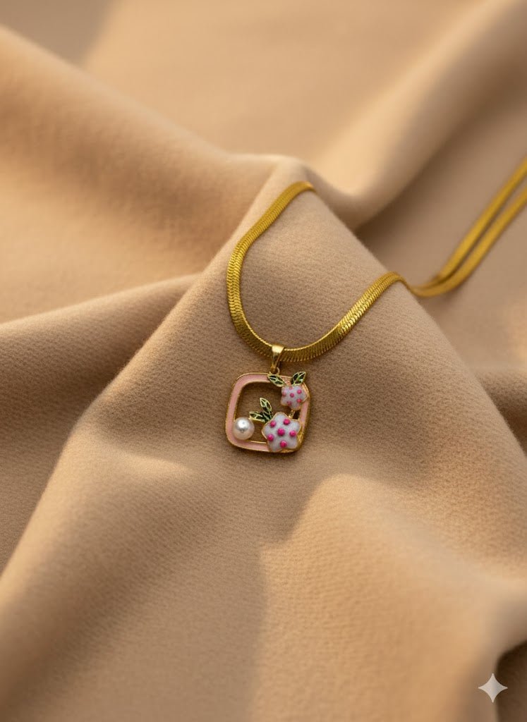 Luxury Anti - Tarnish Pink Floral Pearl Pendant Chain for Women | 18K Gold Plated Daily Wear Necklace | Good Luck Jewellery Gift – Series 777 - The Soul Jewellery