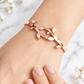 Rose Gold Plated Mother of Pearl Leaf & CZ Crystal Openable Demifine Bangle Bracelet for Women - Soul Jewellery