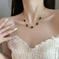Luxury 18K Gold Plated Anti - Tarnish Oval Green Crystal Pendant Necklace – Elegant & Timeless Design  - The Soul Jewellery