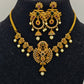 Maharani Peacock Jhumka™ Traditional Temple Necklace Set for Women – Antique Gold Plated South Indian Kundan Necklace Set, Pearl Drops & Statement Chandbali Earrings - The Soul Jewellery