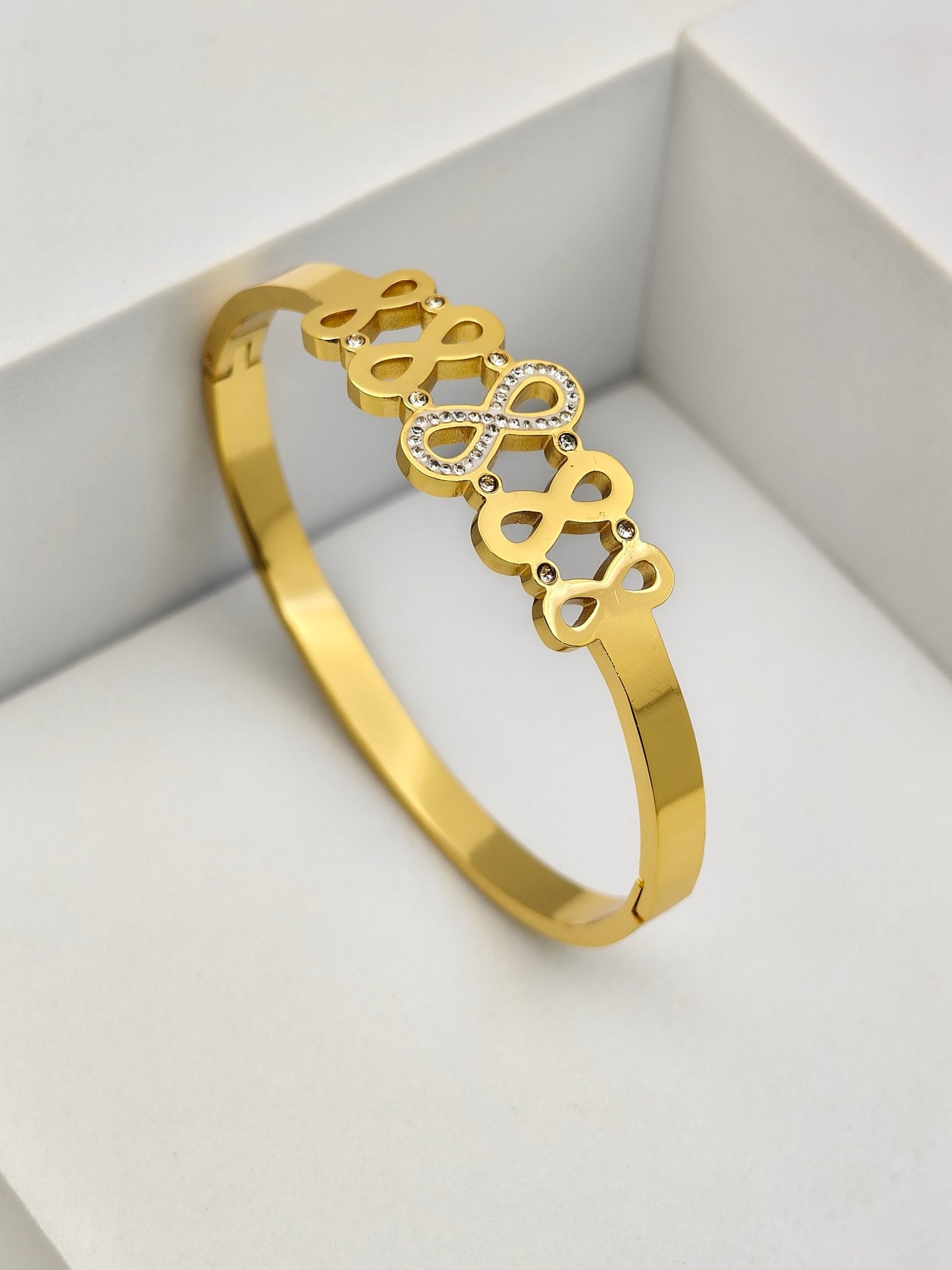 AURÉLIA AMORE LUXE 6™ Eternal Infinity CZ Radiance Demi Fine Bangle Bracelet for Women - The Soul Jewellery