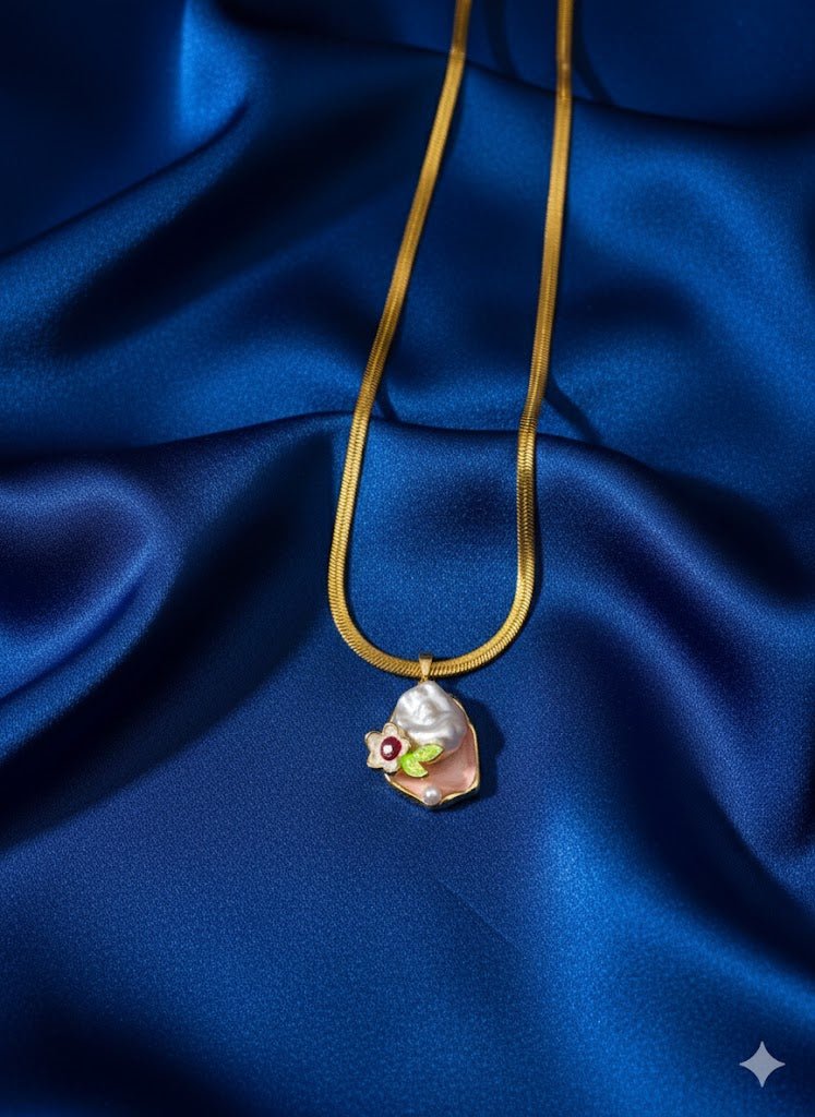 Luxury Anti - Tarnish Floral Pearl Pendant Chain for Women | 18K Gold Plated Daily Wear Necklace | Good Luck Jewellery Gift – Series 777 - The Soul Jewellery