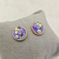 AntiTarnish Purple Enamel Stud Earrings with Pearl & Floral Detailing – Everyday Statement Jewelry - The Soul Jewellery