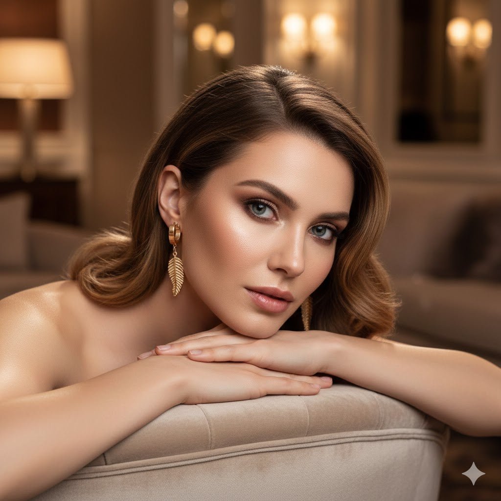 Demi-Fine The Leafy Affair Rose Gold Drop Earrings | Premium Stainless Steel Anti tarnish Earrings - The Soul Jewellery