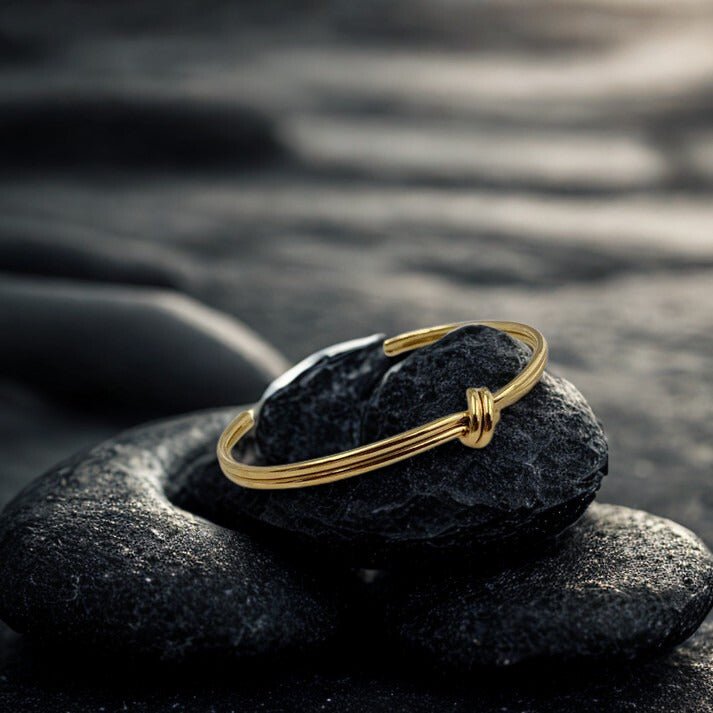 Minimalist Gold Plated Anti-Tarnish Knot Open Bracelet for Women – Elegant Adjustable Cuff Bangle- The Soul Jewellery