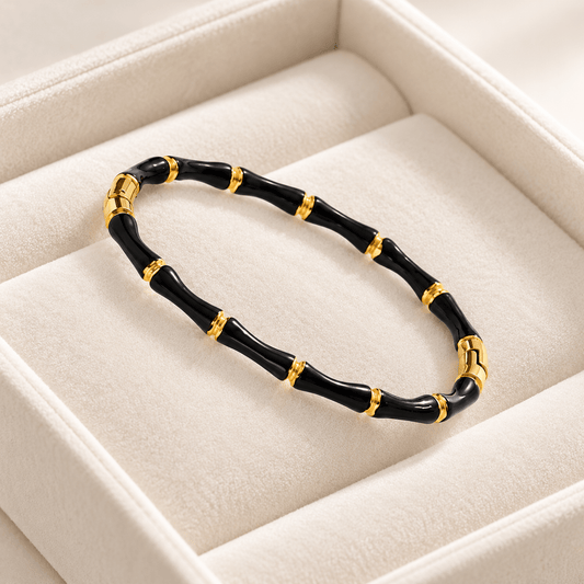 Black & Gold Bamboo Link Stainless Steel Bracelet for Women | Anti-Tarnish Everyday Bracelet - Soul Jewellery
