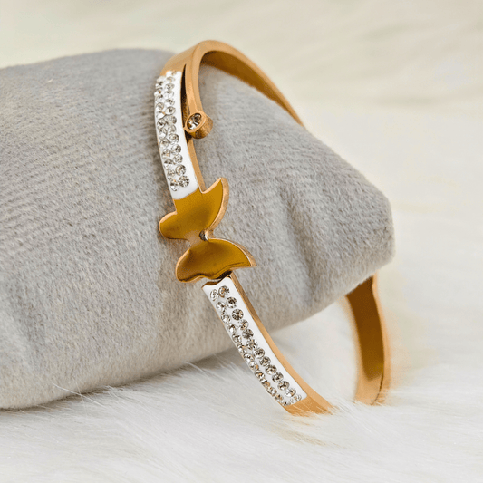 18K Rose Gold Plated Butterfly Anti Tarnish Openable Bangle RGB151 - The Soul Jewellery
