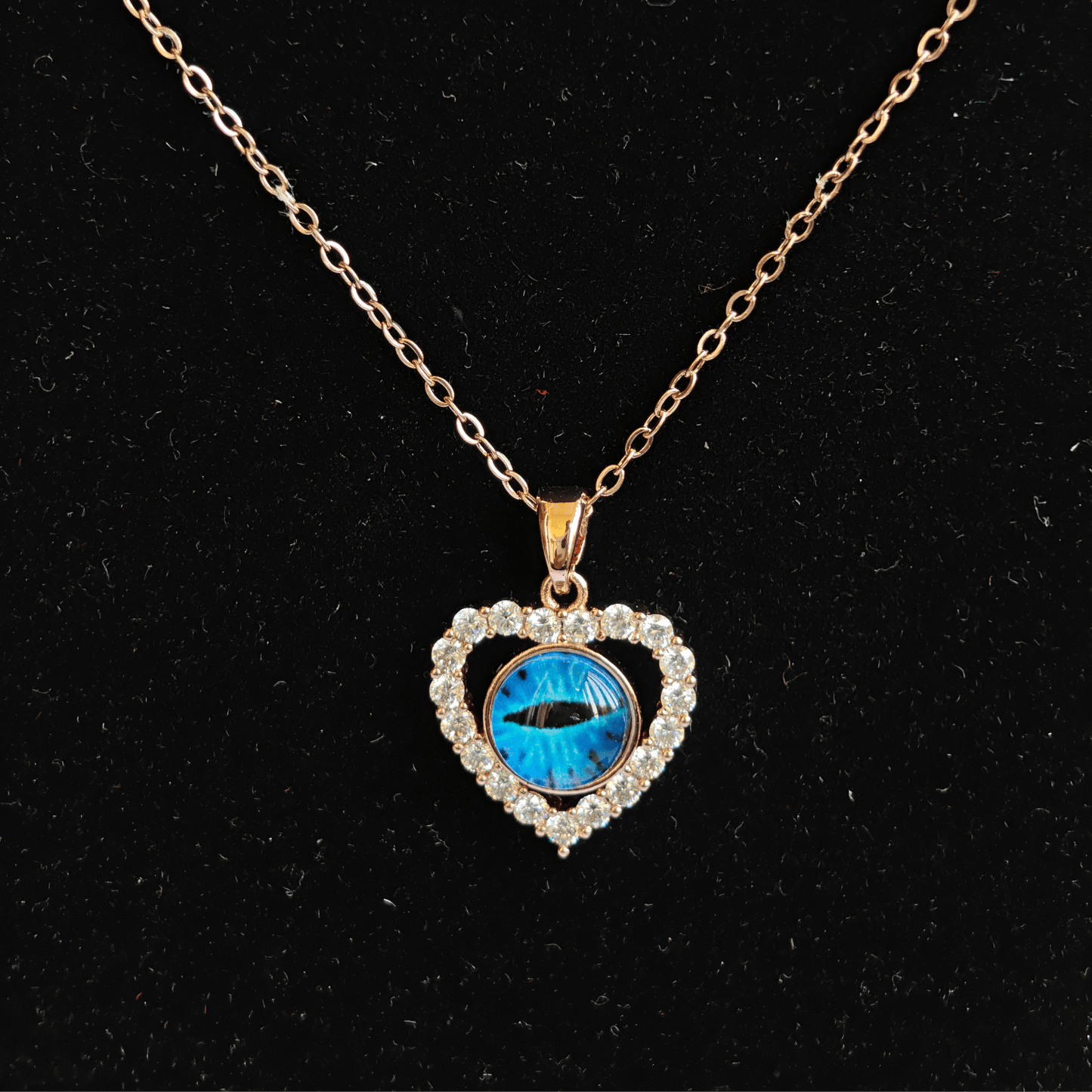 Evil Eye Heart 18K Rose Gold Plated Anti Tarnish Chain Pendant Necklace Set RGCP142 - The Soul Jewellery