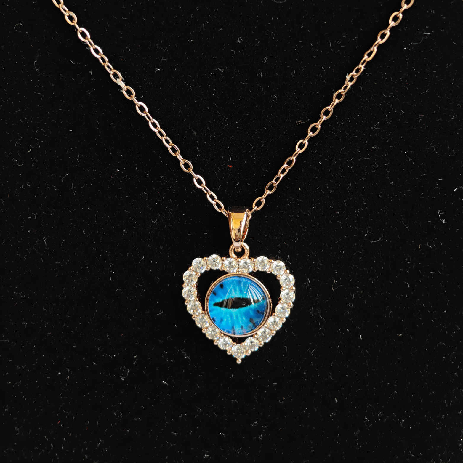 Evil Eye Heart 18K Rose Gold Plated Anti Tarnish Chain Pendant Necklace Set RGCP142 - The Soul Jewellery