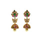 Premium Antique Gold Plated Adrika Jhumka Earrings with Flower Motif - The Soul Jewellery