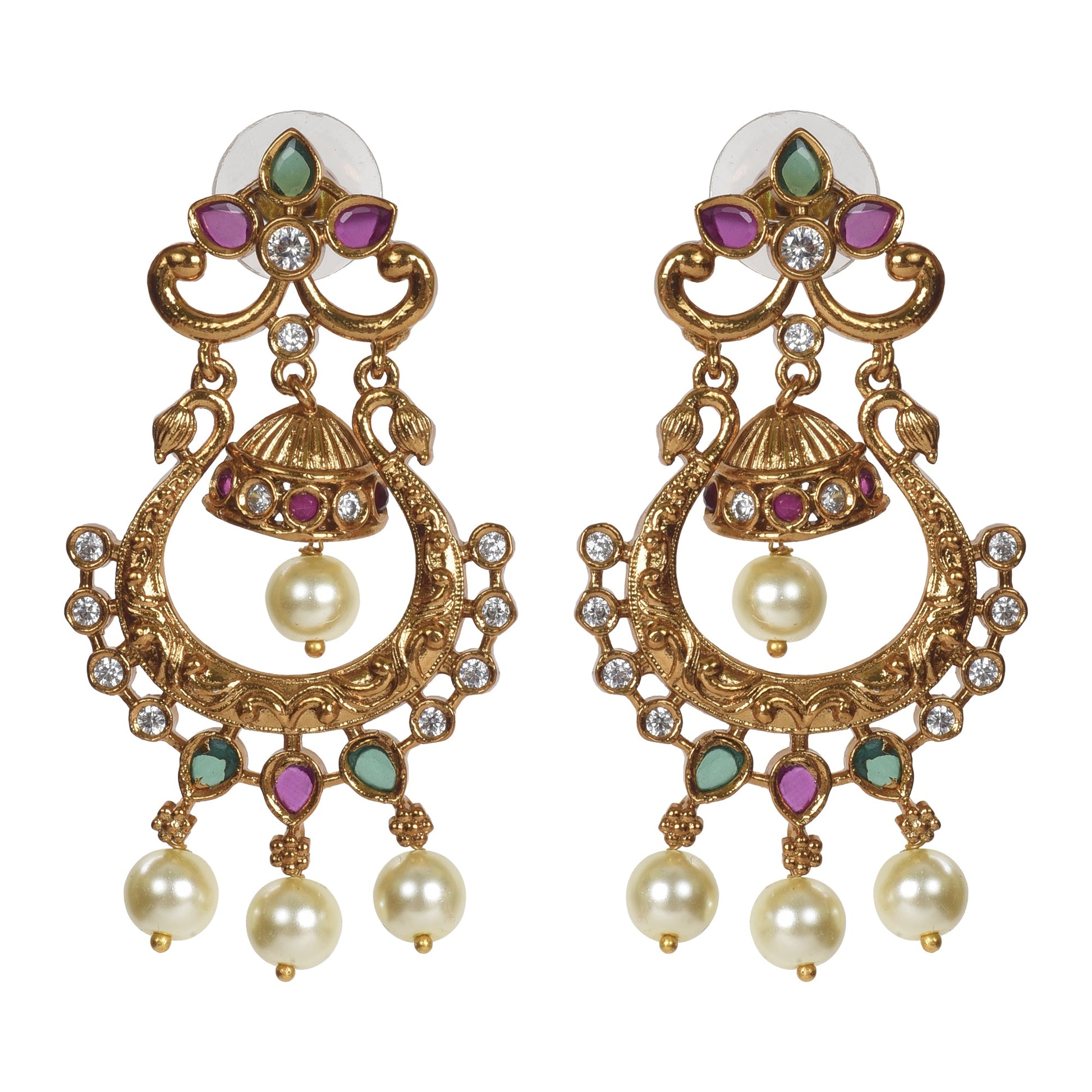 Anika Antique Matte Gold Plated Long Necklace Set with Peacock and Leaf Motif - The Soul Jewellery