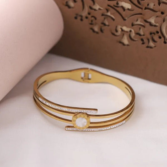 Rose Gold Plated Watch - Style Openable Bangle Bracelet for Women | Premium Anti - Tarnish Daily Wear - The Soul Jewellery