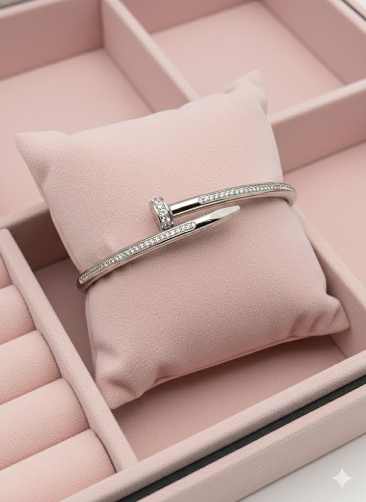 AURÉLIA AMORE LUXE 6™ Silver Nail Radiance CZ Demi-Fine Anti-Tarnish Bracelet for women - The Soul Jewellery