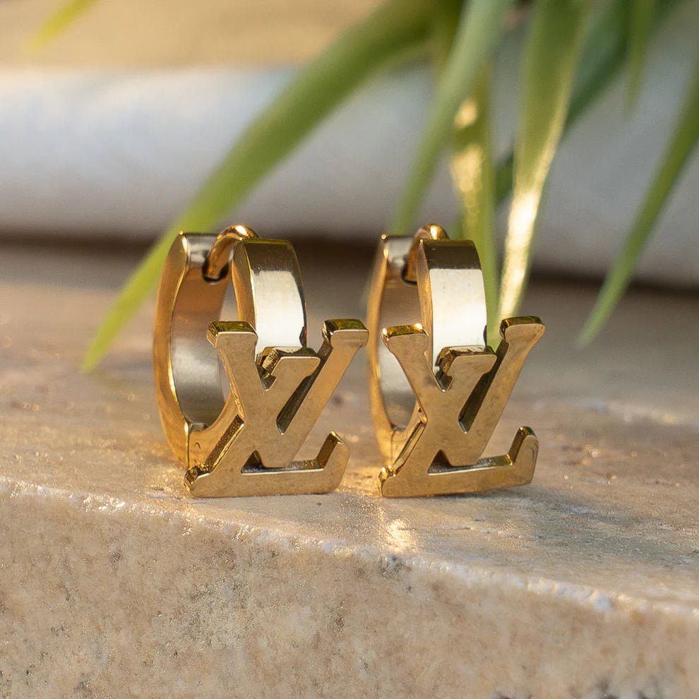 Luxury LV Inspired 18K Gold Anti - Tarnish Hoops - The Soul Jewellery