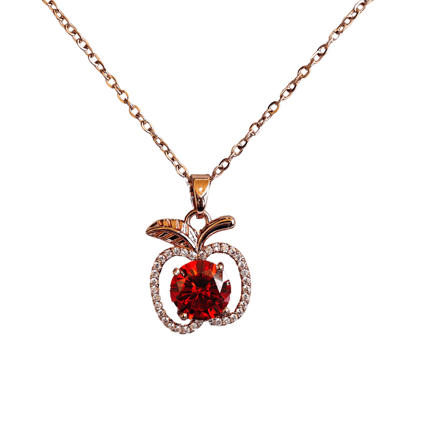 Rose Gold Plated Anti Tarnish Red Apple Anti Tarnish Pendant Necklace RGCP138 - The Soul Jewellery