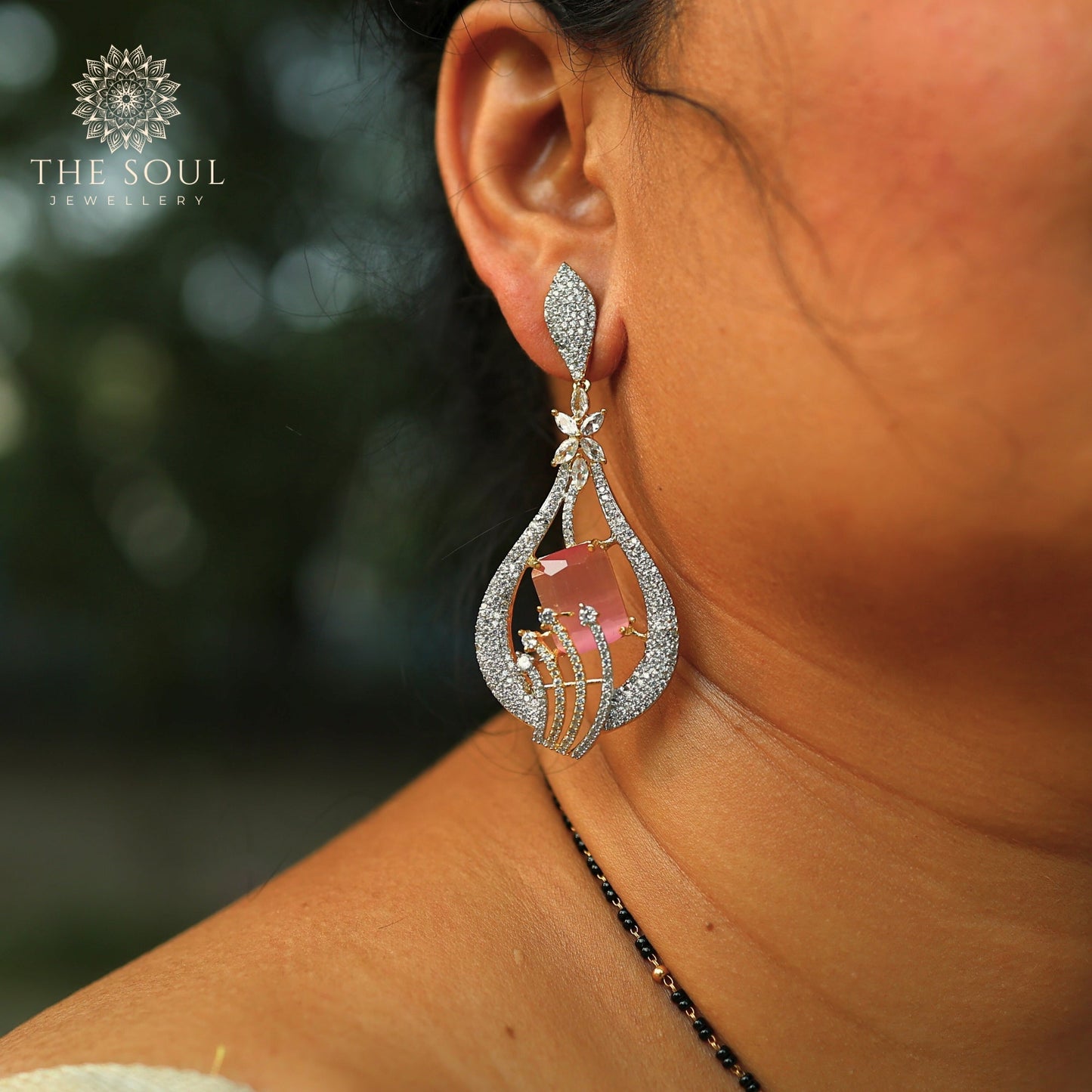 Snowdrop AD Studded Dangle Earring - The Soul Jewellery