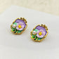 AntiTarnish Purple Enamel Stud Earrings with Pearl & Floral Detailing – Everyday Statement Jewelry - The Soul Jewellery
