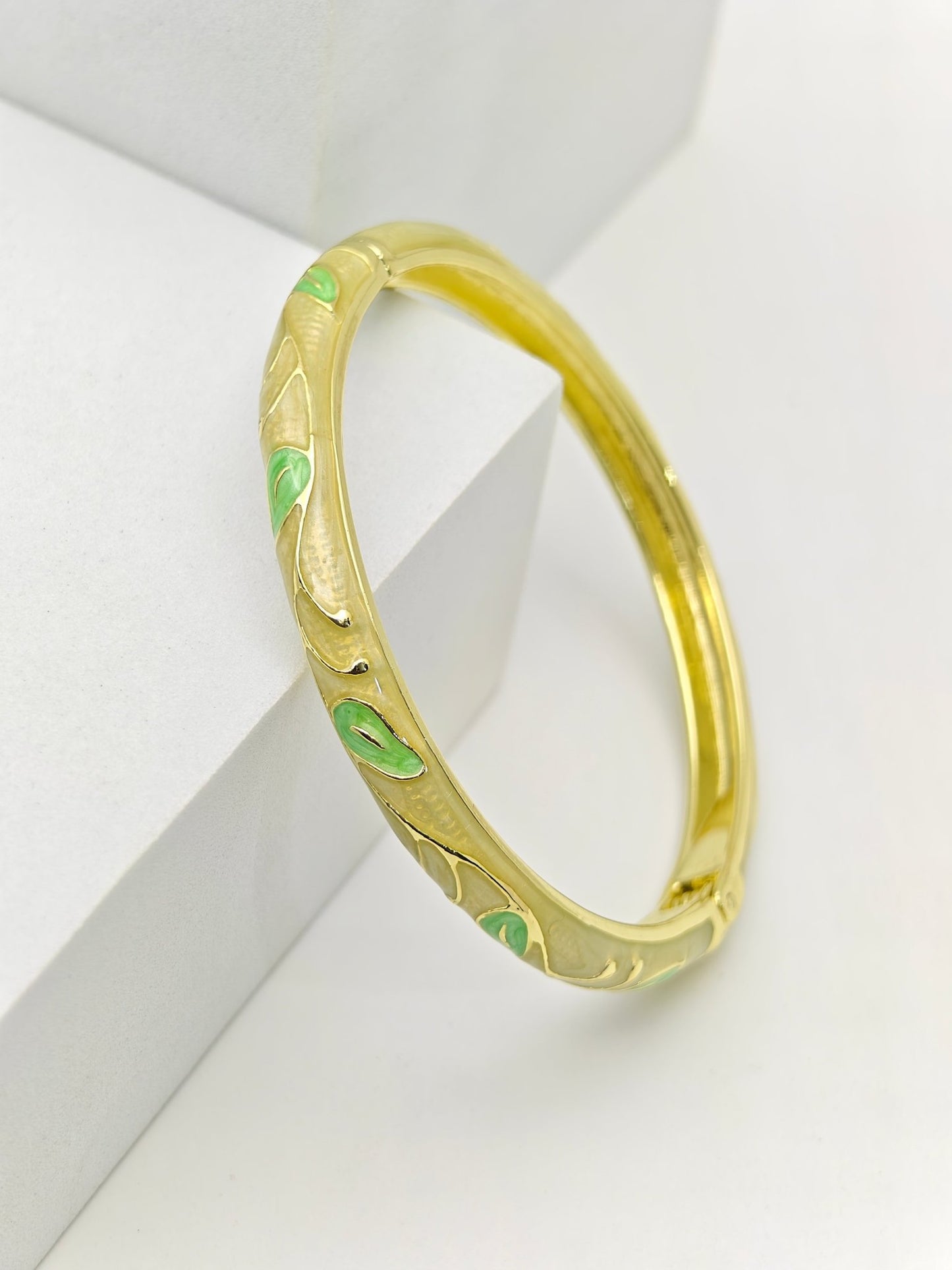 Aurelia 6 Leaf - Bloom 18K Yellow Gold plated Demi - Fine Anti - Tarnish Enamel Kada Bracelet for Women - The Soul Jewellery