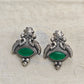 Antique Peacock Silver Replica Earrings with Green Stone | Ethnic Earing for Women | Hypoallergenic - The Soul Jewellery