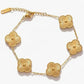 Demi-Fine Gold-Plated Clover Charm Chain Bracelet for Women | Anti-Tarnish Elegant Wristlet - The Soul Jewellery