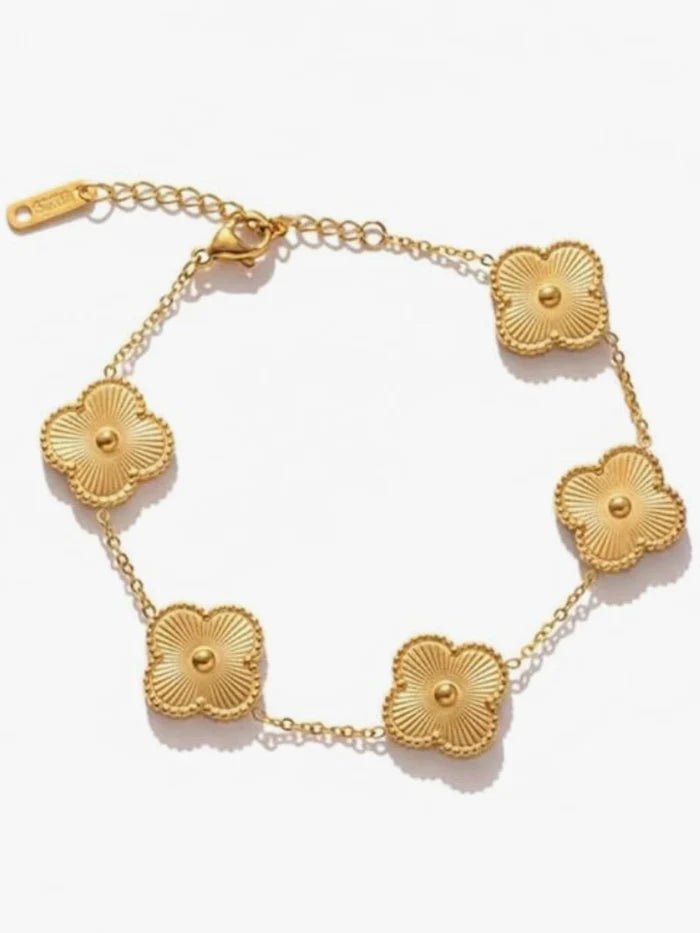 Demi-Fine Gold-Plated Clover Charm Chain Bracelet for Women | Anti-Tarnish Elegant Wristlet - The Soul Jewellery