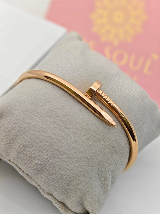 18K Rose Gold Plated Nail Bangle – Minimalist Chic with a Modern Twist RGB286 - The Soul Jewellery