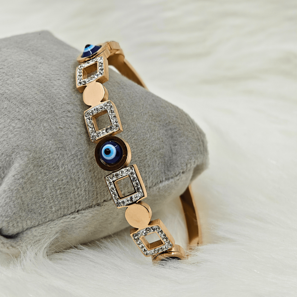 Evil Eye CZ Rose Gold CZ Anti Tarnish Openable Bangle RGB136 - The Soul Jewellery