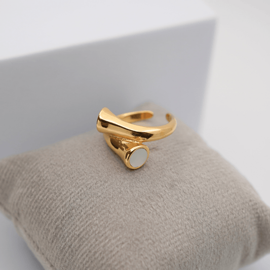 Adjustable Anti - Tarnish 18K Yellow Gold Plated Zoe Ring with Minimalist Design – Modern and Elegant - The Soul Jewellery