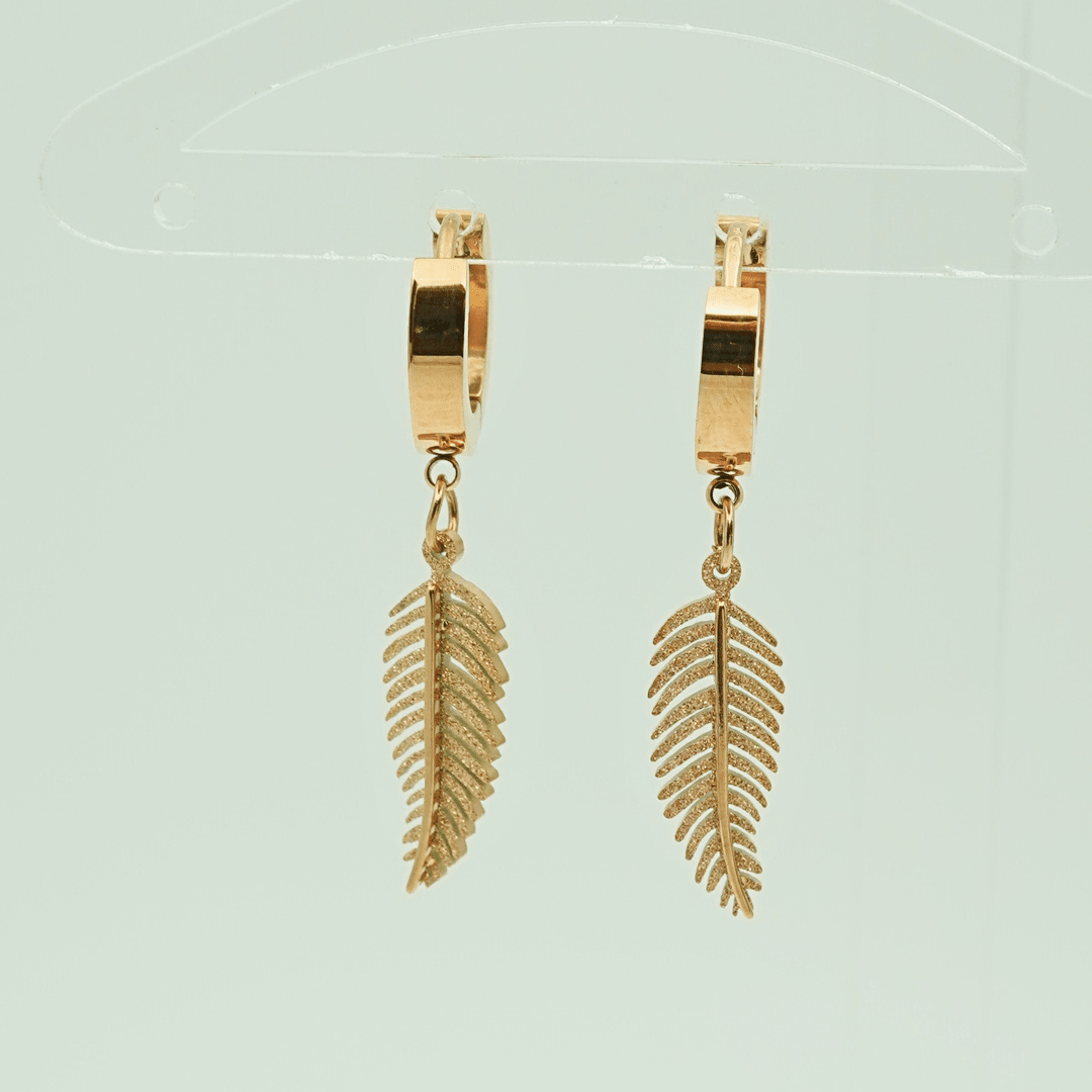 Demi-Fine The Leafy Affair Rose Gold Drop Earrings | Premium Stainless Steel Anti tarnish Earrings - The Soul Jewellery