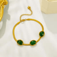 Emerald Aura 6™ Green Stone Bracelet for Women – 18K Gold-Plated Stainless-Steel Snake Chain - The Soul Jewellery