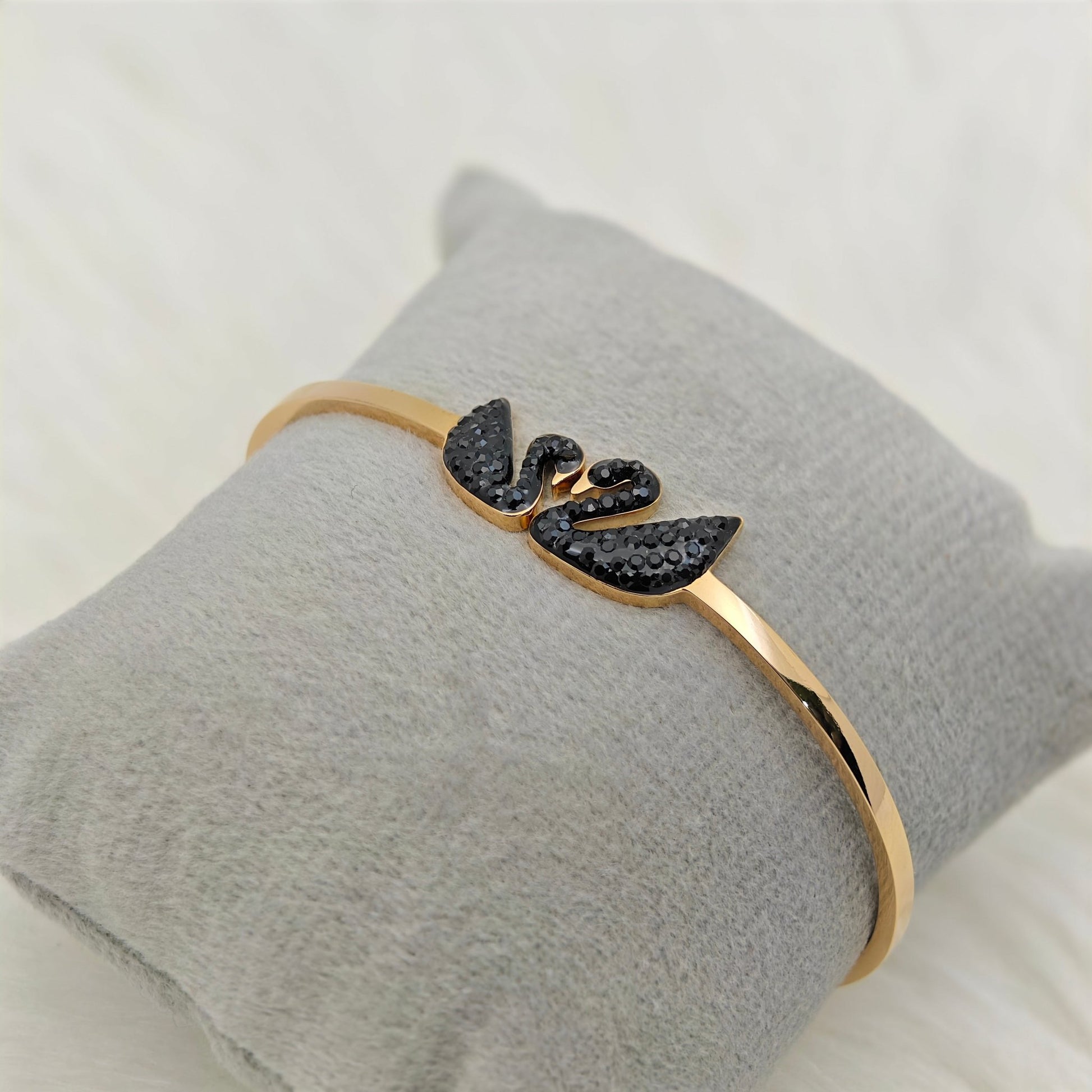 18K Rose Gold Black Swan Anti - Tarnish Luxury Bracelet – Attraction Code 111 Collection RGB465 - The Soul Jewellery