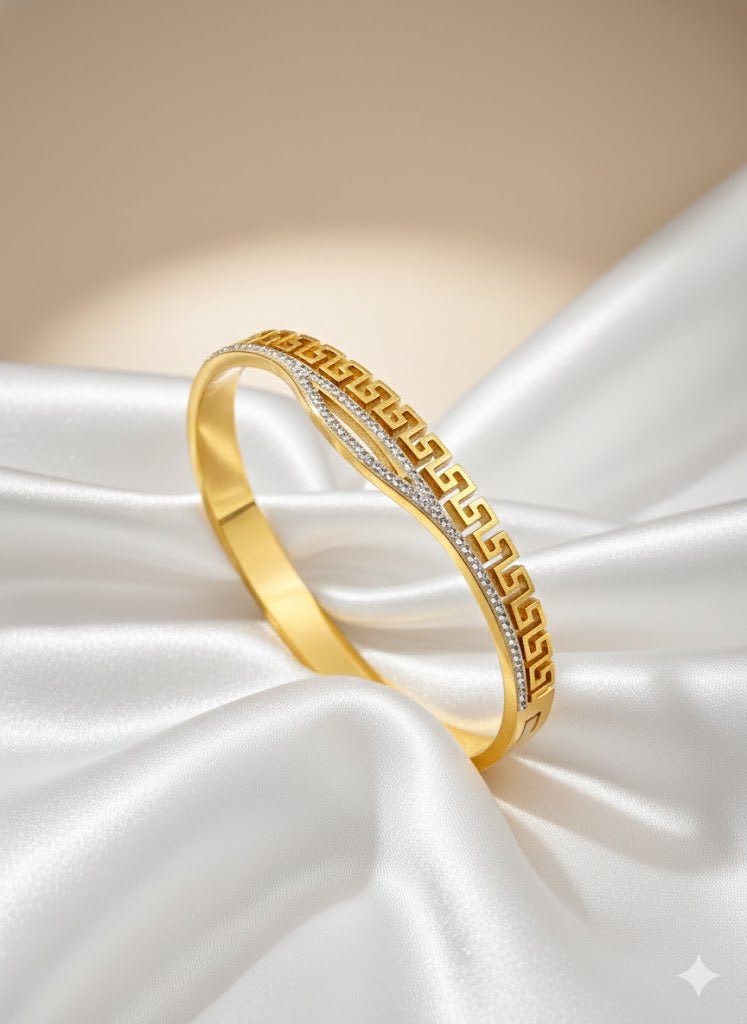 AURÉLIA AMORE LUXE 6™ Greca Radiance CZ Demi - Fine Bracelet Kada - The Soul Jewellery