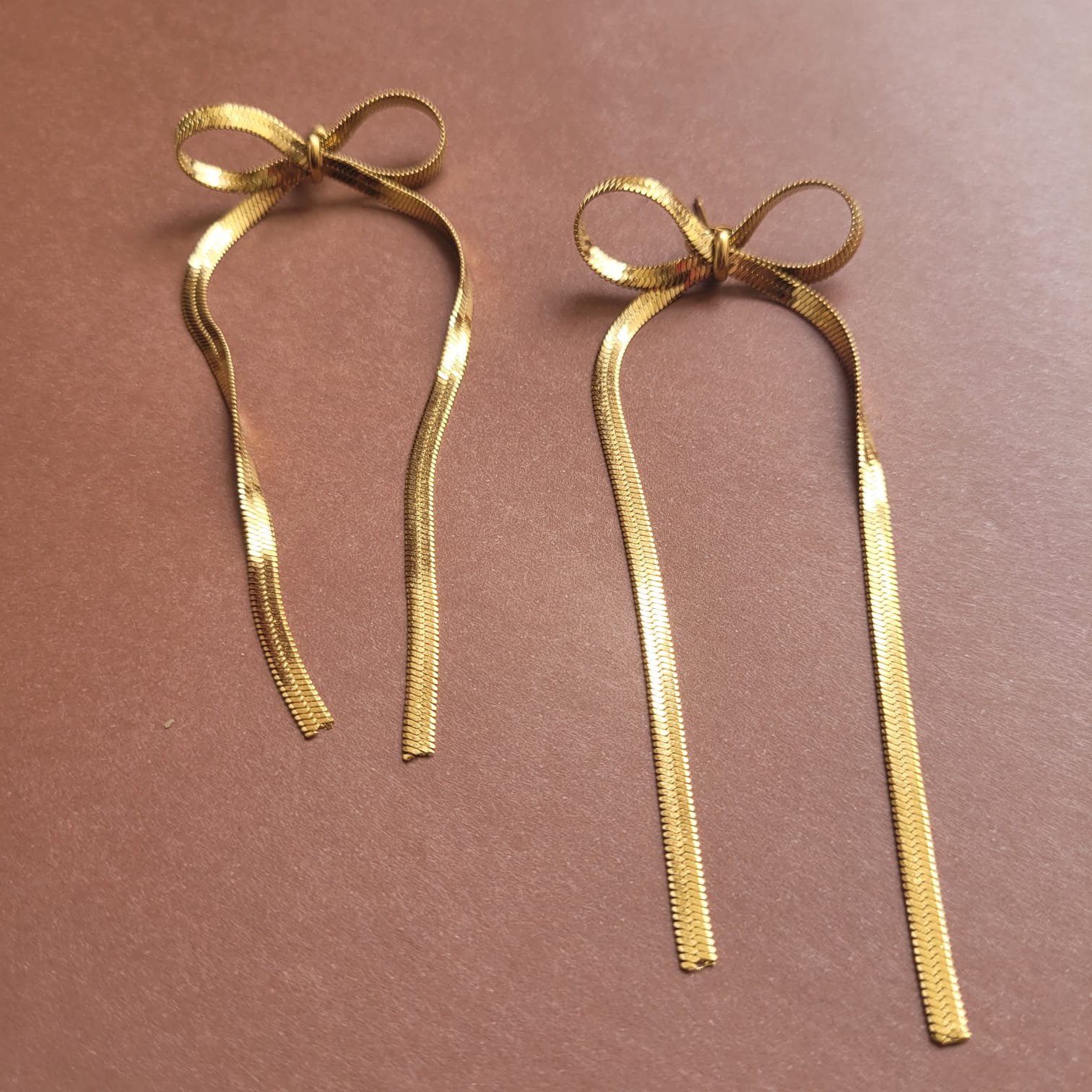 Aurelia TwinGlow Luxe Demi-Fine Anti-Tarnish Gold Sleek Bow Drop Earrings - The Soul Jewellery
