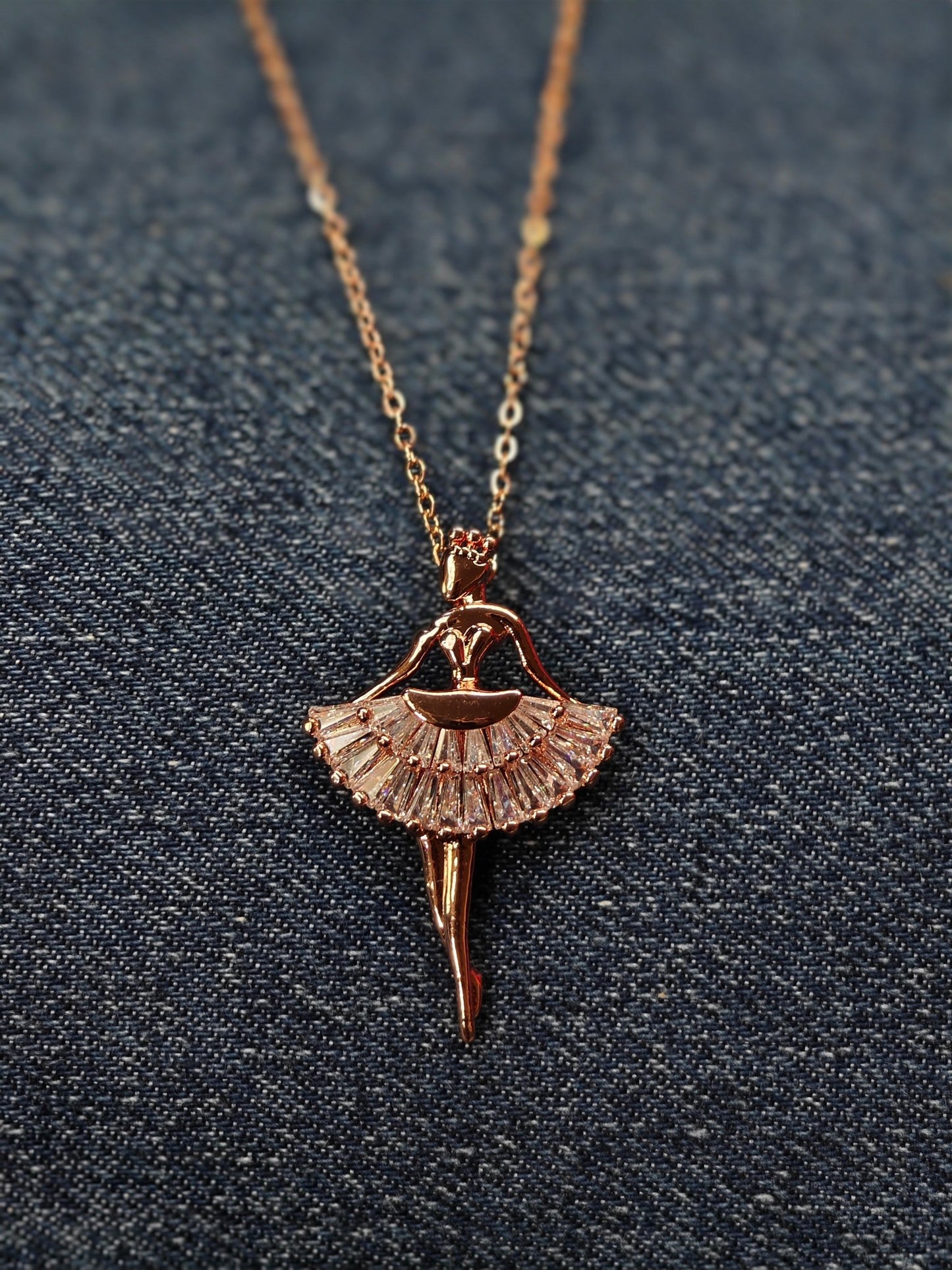 18K Rose Gold Plated Anti Tarnish Dancing Diva Chain Pendant Necklace RGCP109 - The Soul Jewellery