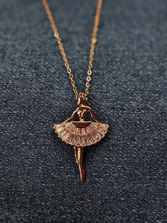 18K Rose Gold Plated Anti Tarnish Dancing Diva Chain Pendant Necklace RGCP109 - The Soul Jewellery