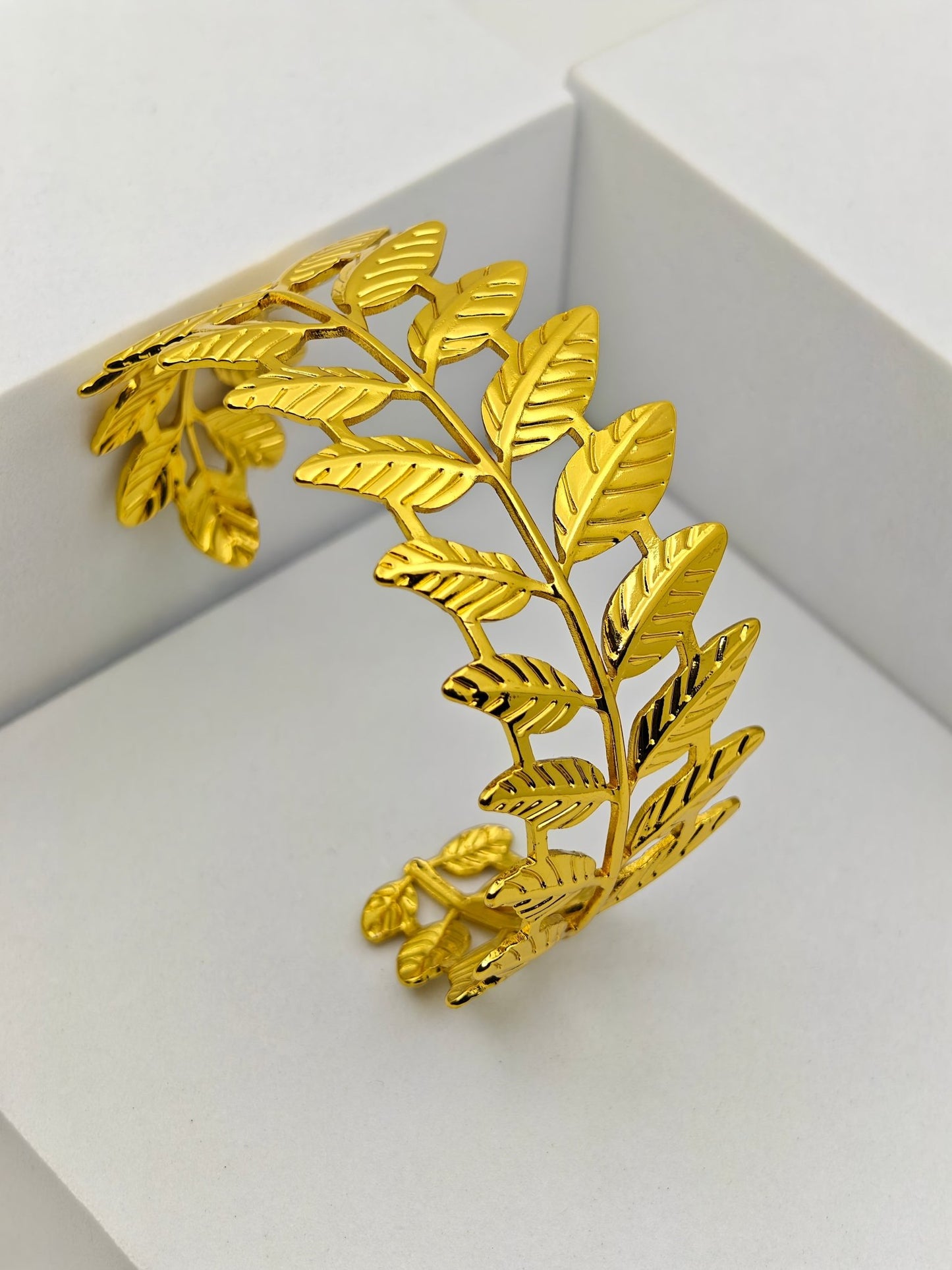 Aurelia 6 Golden Leaf AuraCuff Demi-Fine Anti-Tarnish Exotic Beauty Bracelet for Women - The Soul Jewellery