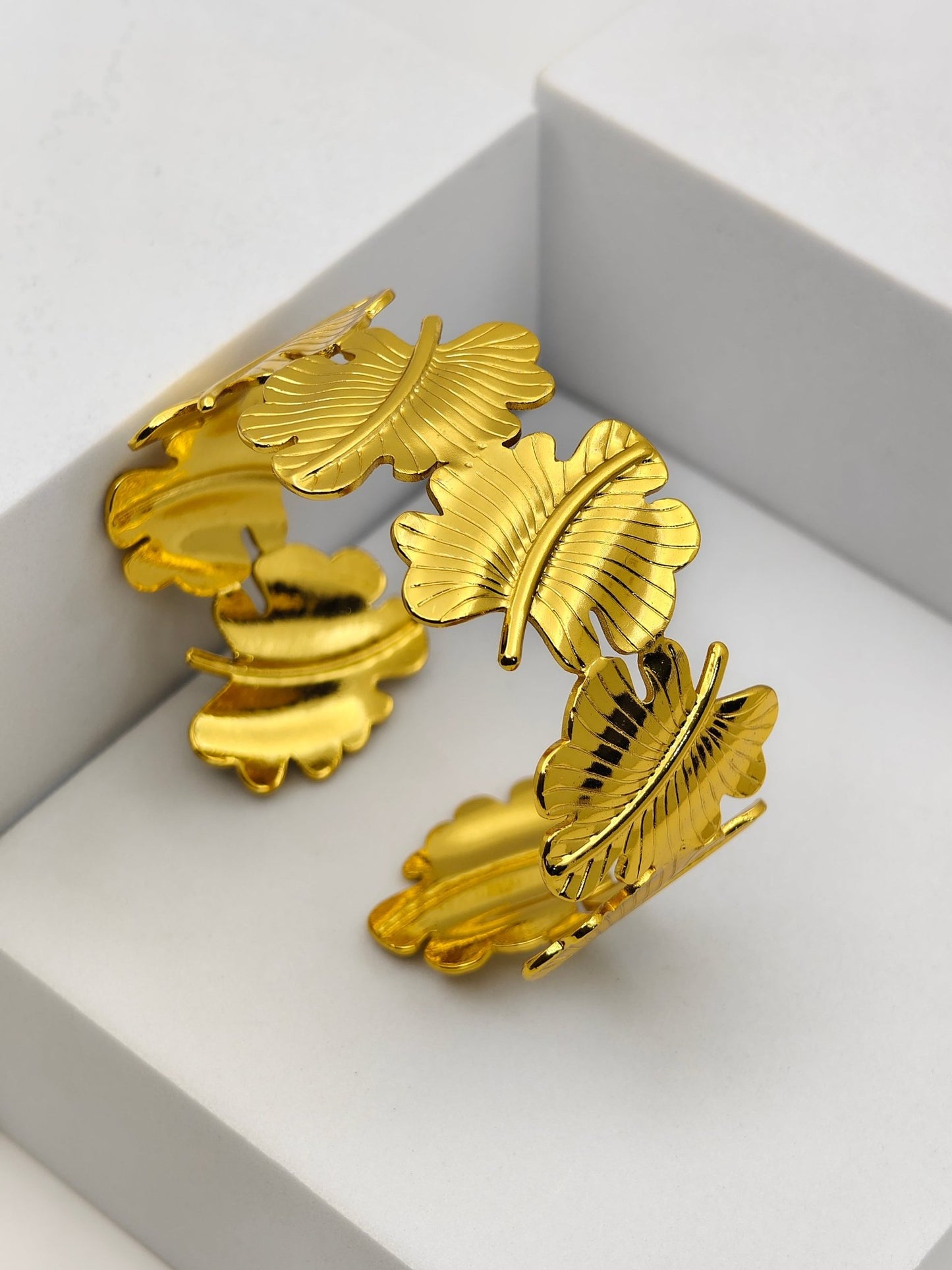 Aurelia 3 TrinityLeaf Prosperity Aura Demi - Fine Anti - Tarnish Gold Cuff Bracelet for Women - The Soul Jewellery
