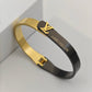 Luxury 18K Gold Plated Dual Shaded Anti - Tarnish Bangle with Louis Vuitton - Inspired Design RGB272 - The Soul Jewellery
