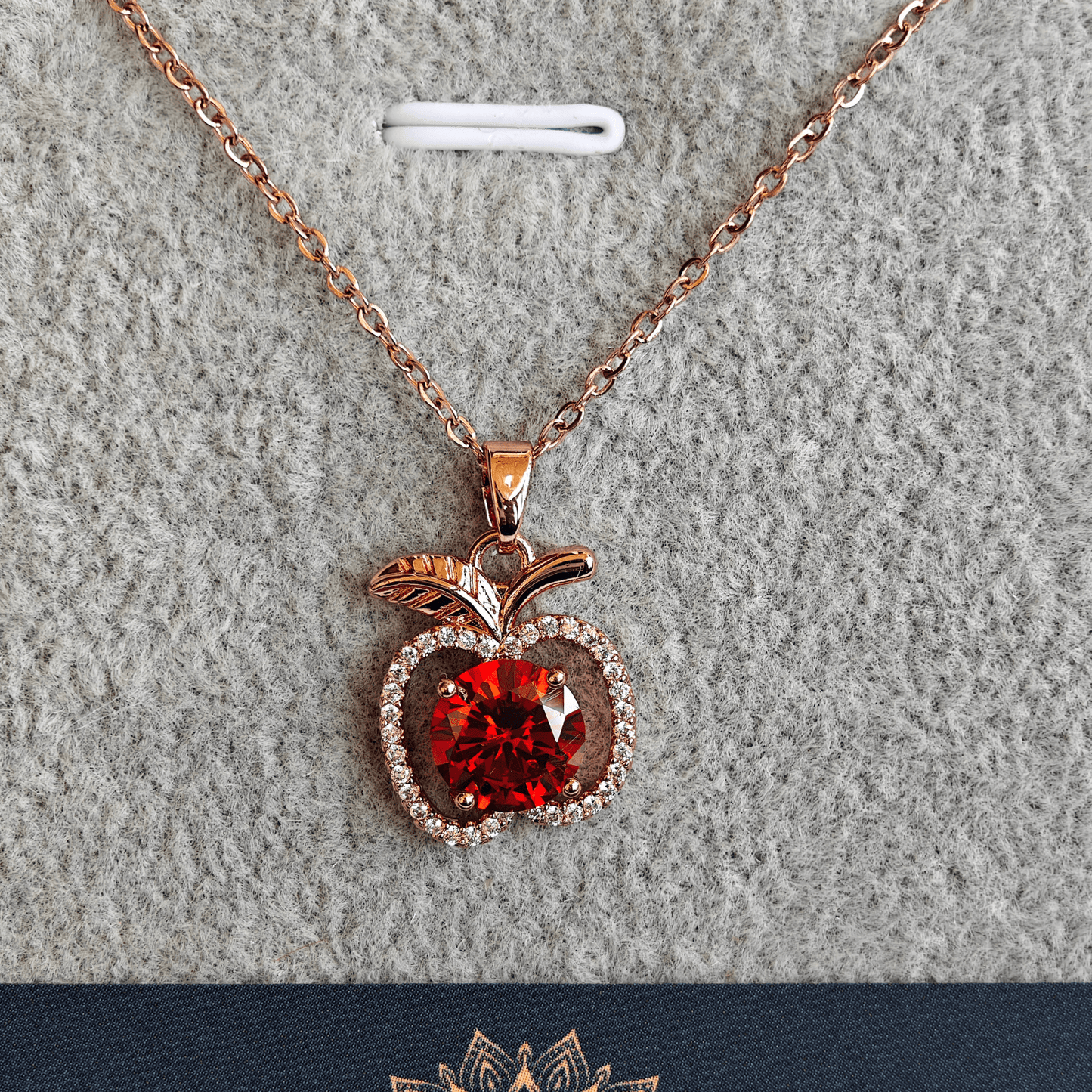 Rose Gold Plated Anti Tarnish Red Apple Anti Tarnish Pendant Necklace RGCP138 - The Soul Jewellery
